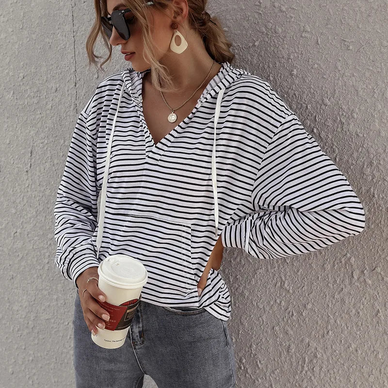 Simmi Black Stripe Long Sleeve Hoodie