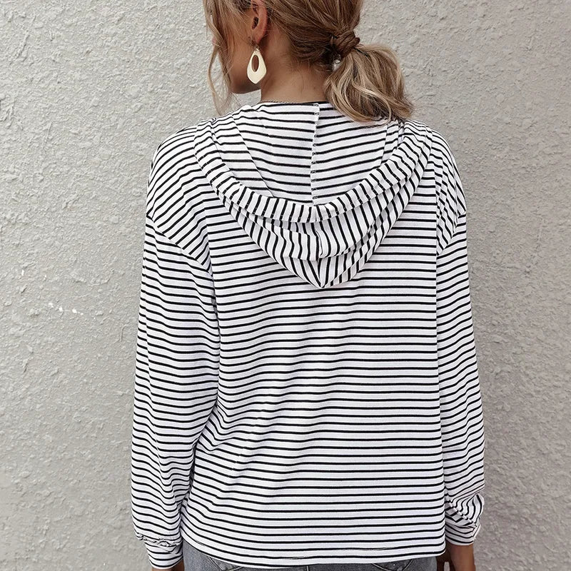 Simmi Black Stripe Long Sleeve Hoodie