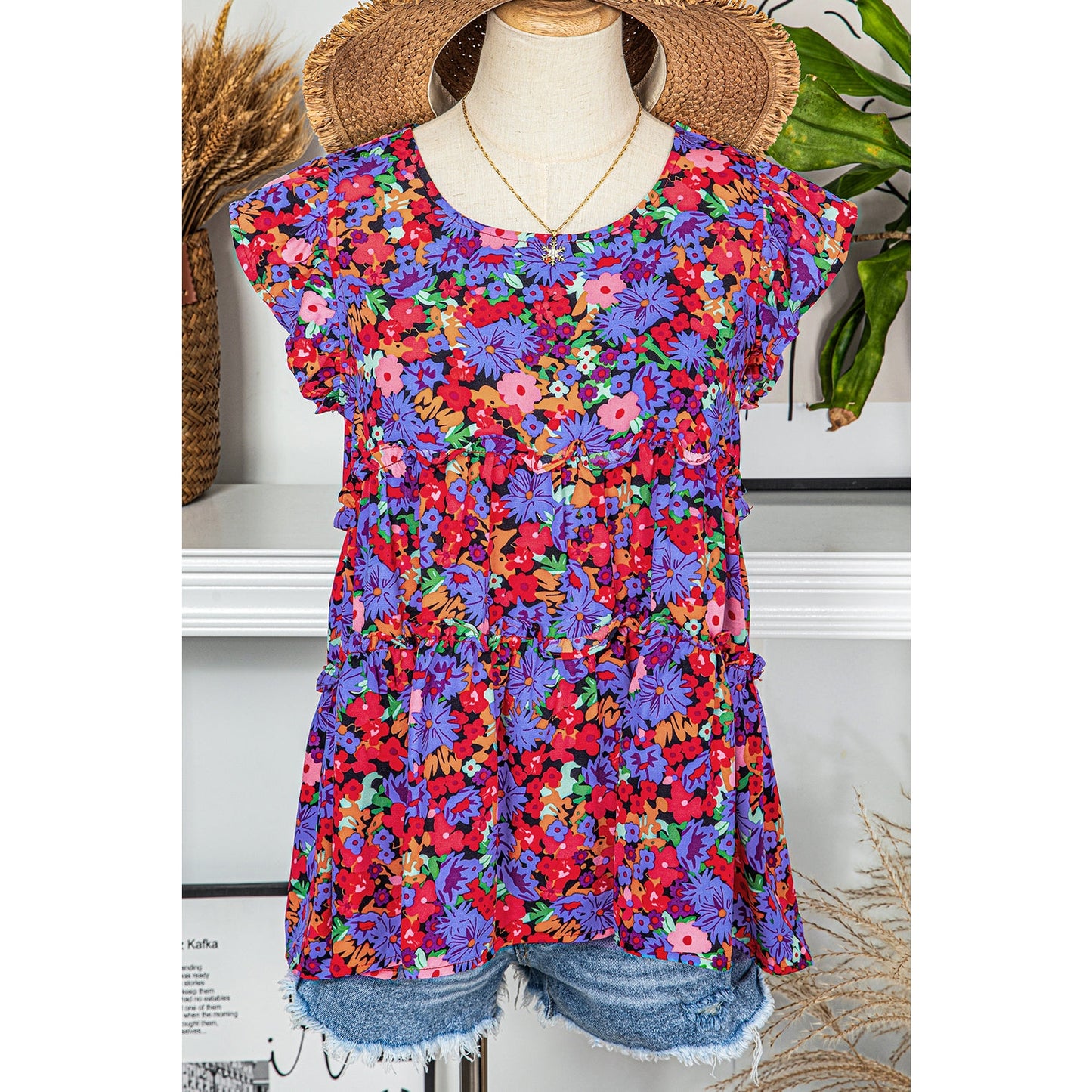 REDUCED!!! Skye Multicolor Floral Print Ruffle Tiered Short Sleeve Babydoll Top REDUCED!!!