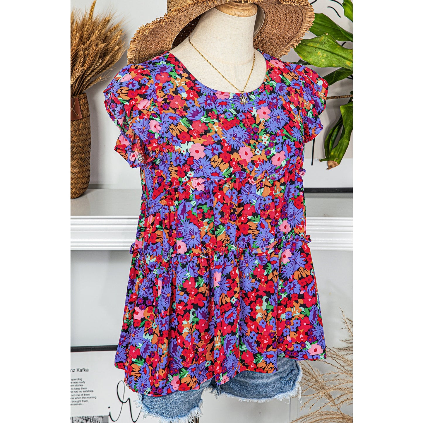 REDUCED!!! Skye Multicolor Floral Print Ruffle Tiered Short Sleeve Babydoll Top REDUCED!!!