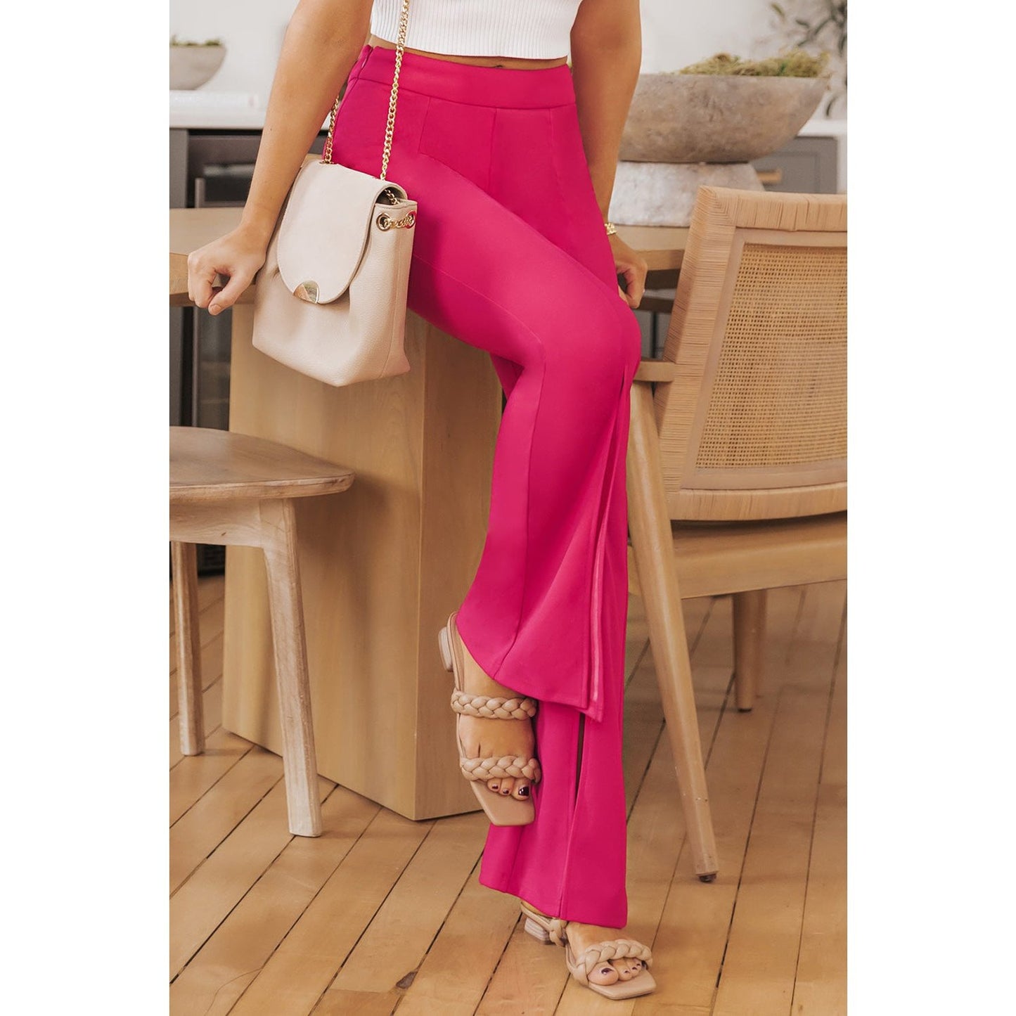 REDUCED!!! Sophey Pink Split Hem High Waist Pants REDUCED!!!