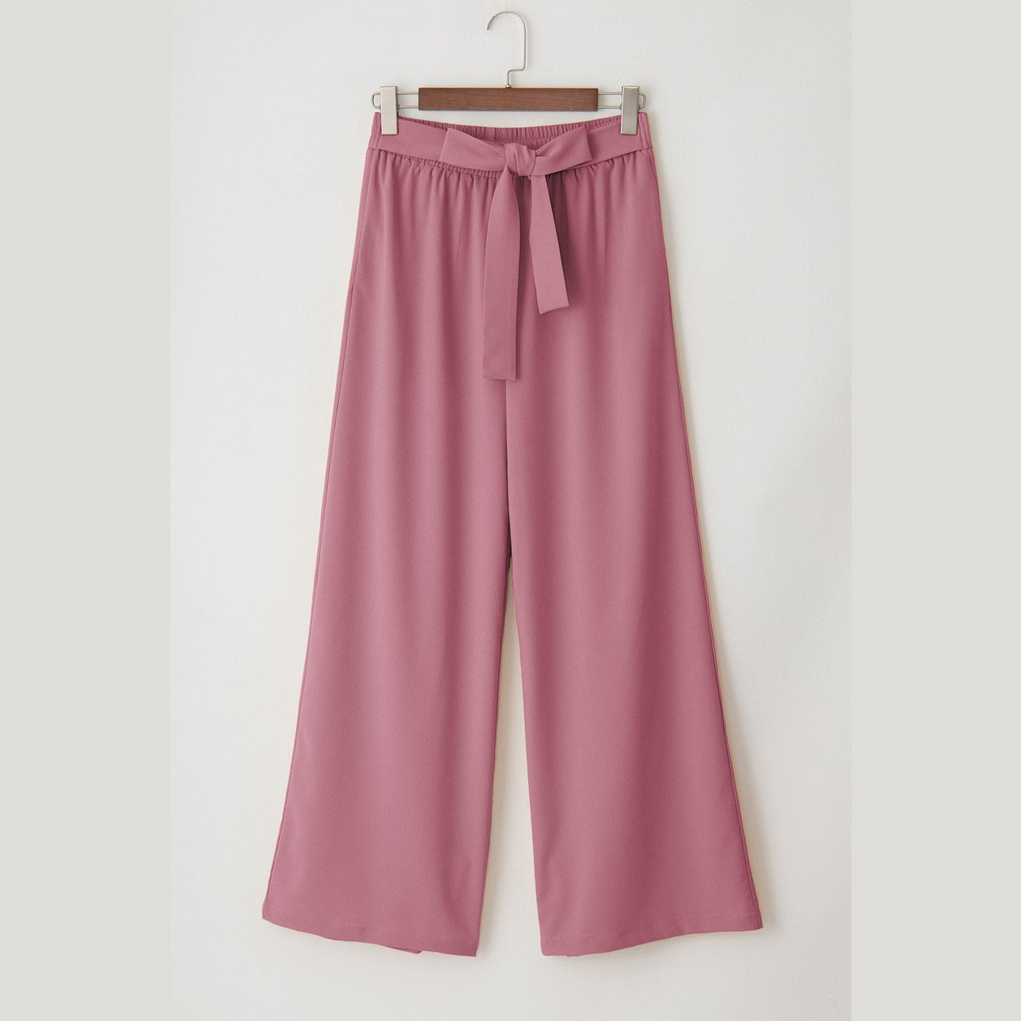 Sorcha Mauve High Waisted Tie Front Side Pocket Wide Leg Flowy Casual Pants