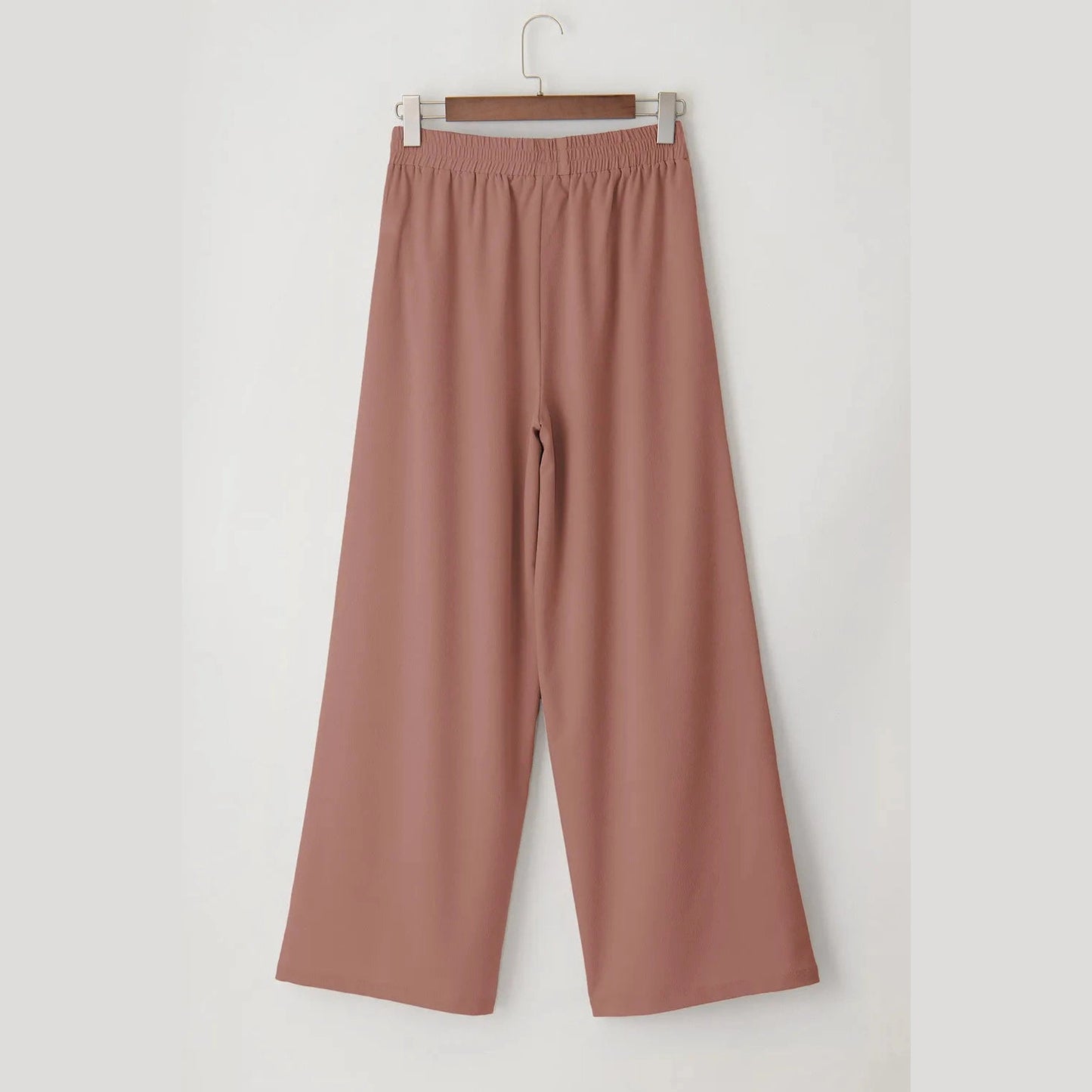 Sorcha Coffee High Waisted Tie Front Side Pocket Wide Leg Flowy Casual Pants