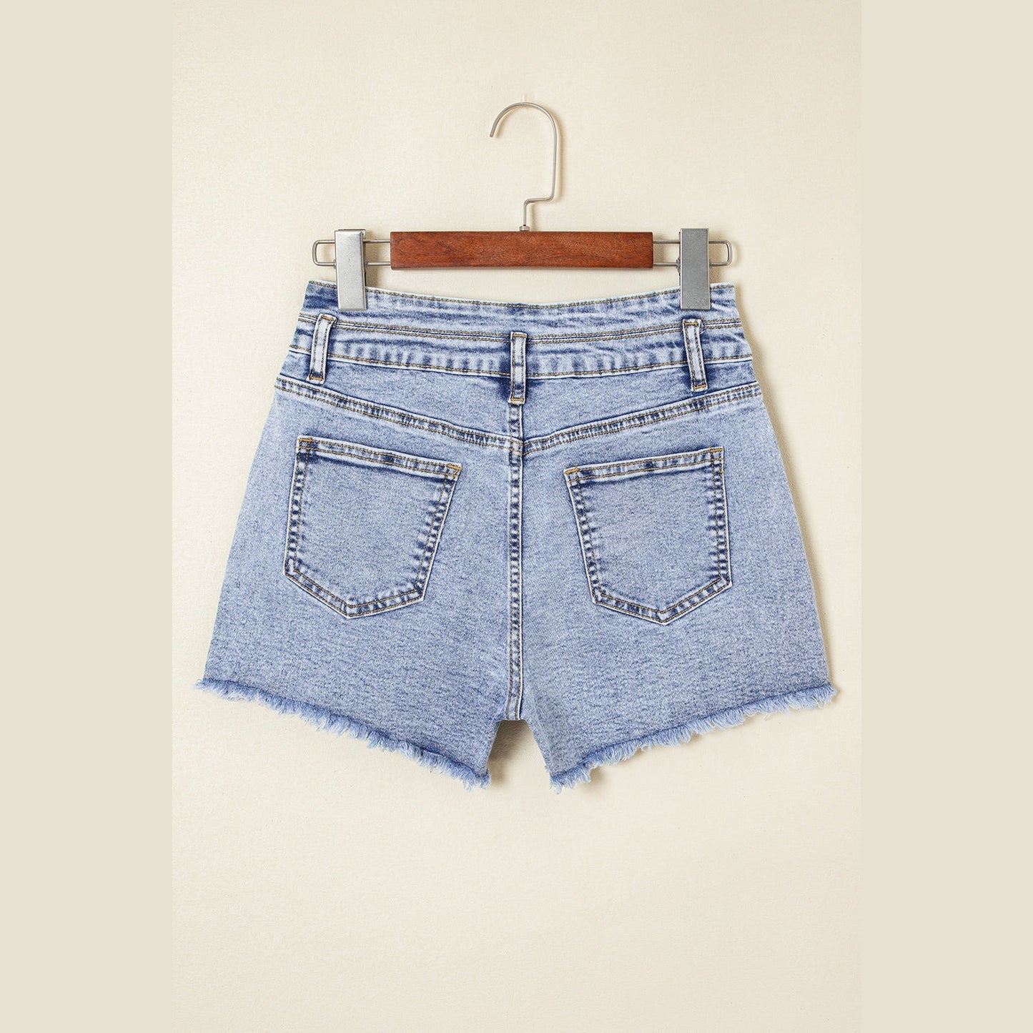 REDUCED!!! Stassia Beau Blue Rhinestone Light Wash Raw Hem High Waist Denim Shorts REDUCED!!!