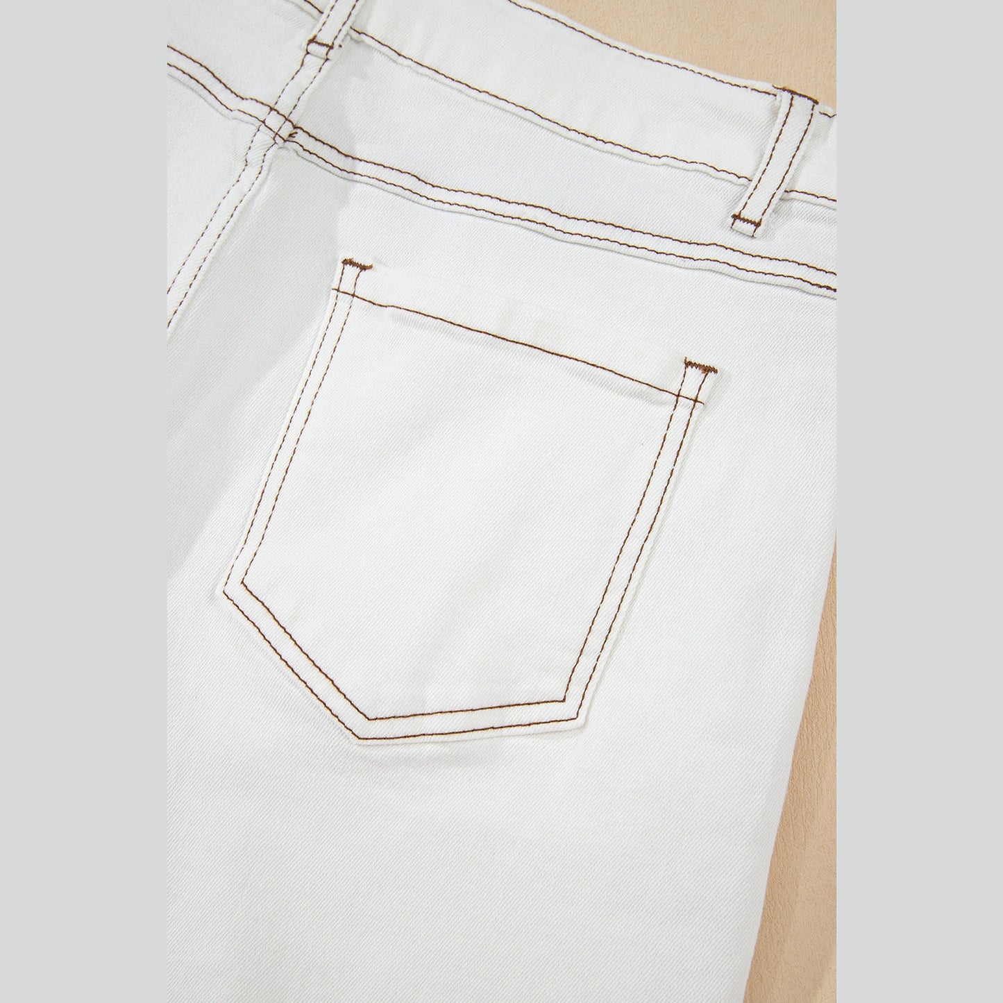 Tori White Raw Hem High Waist Denim Shorts