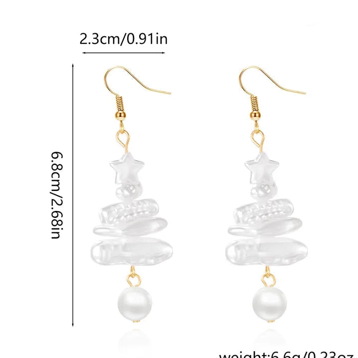 Pearl Tree Tassel Earrings