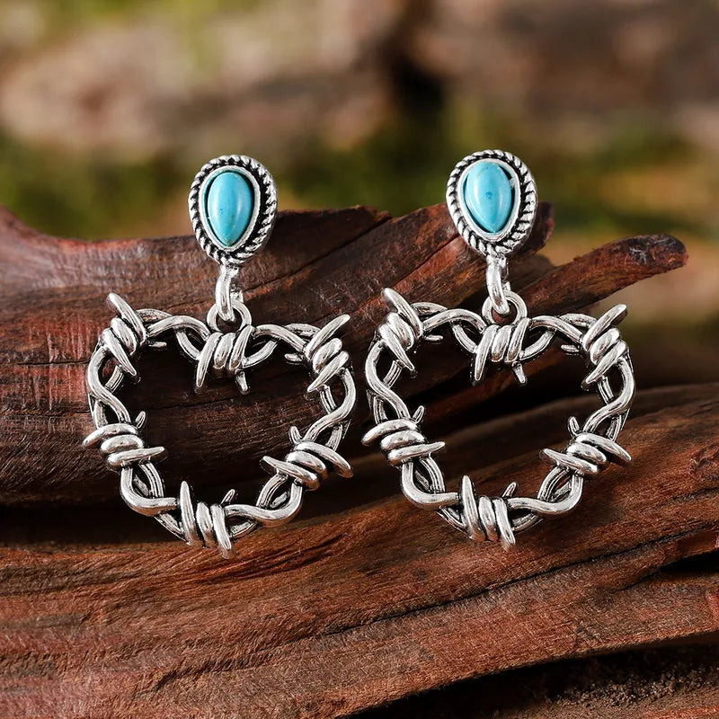 Turquoise Alloy Drop Earrings - 4 Options