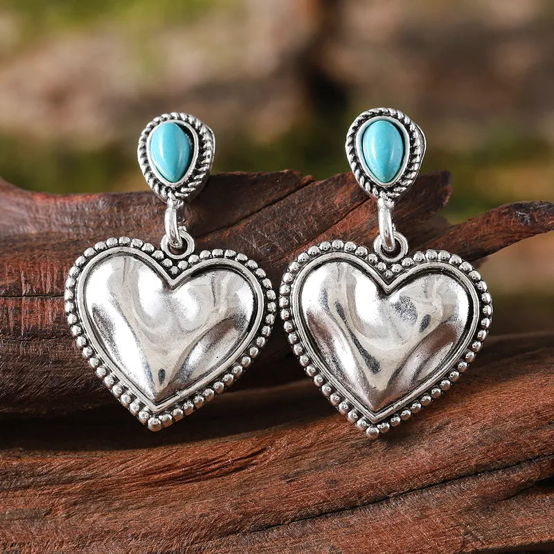 Turquoise Alloy Drop Earrings - 4 Options