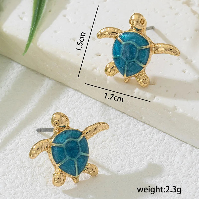 Blue Turtle Stud Earrings