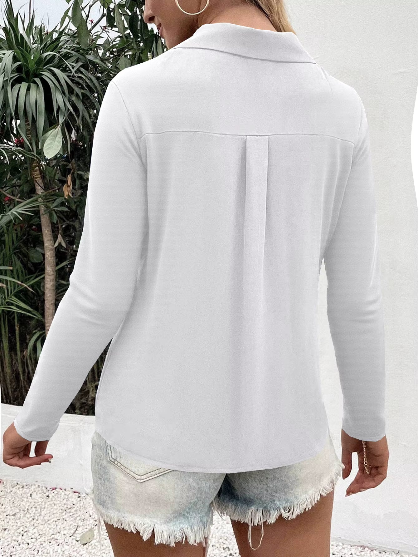 Eleanora Lapel Button Up Long Sleeve Blouse - 6 Colors