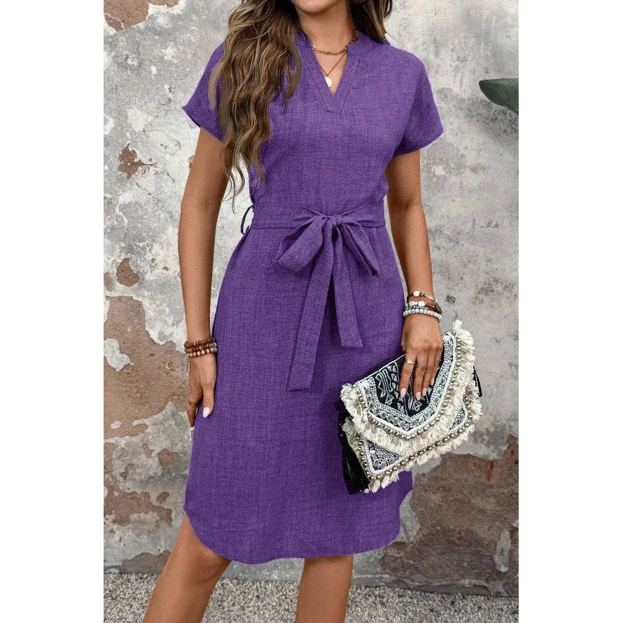 Wilamina Purple A Line Belted Dress