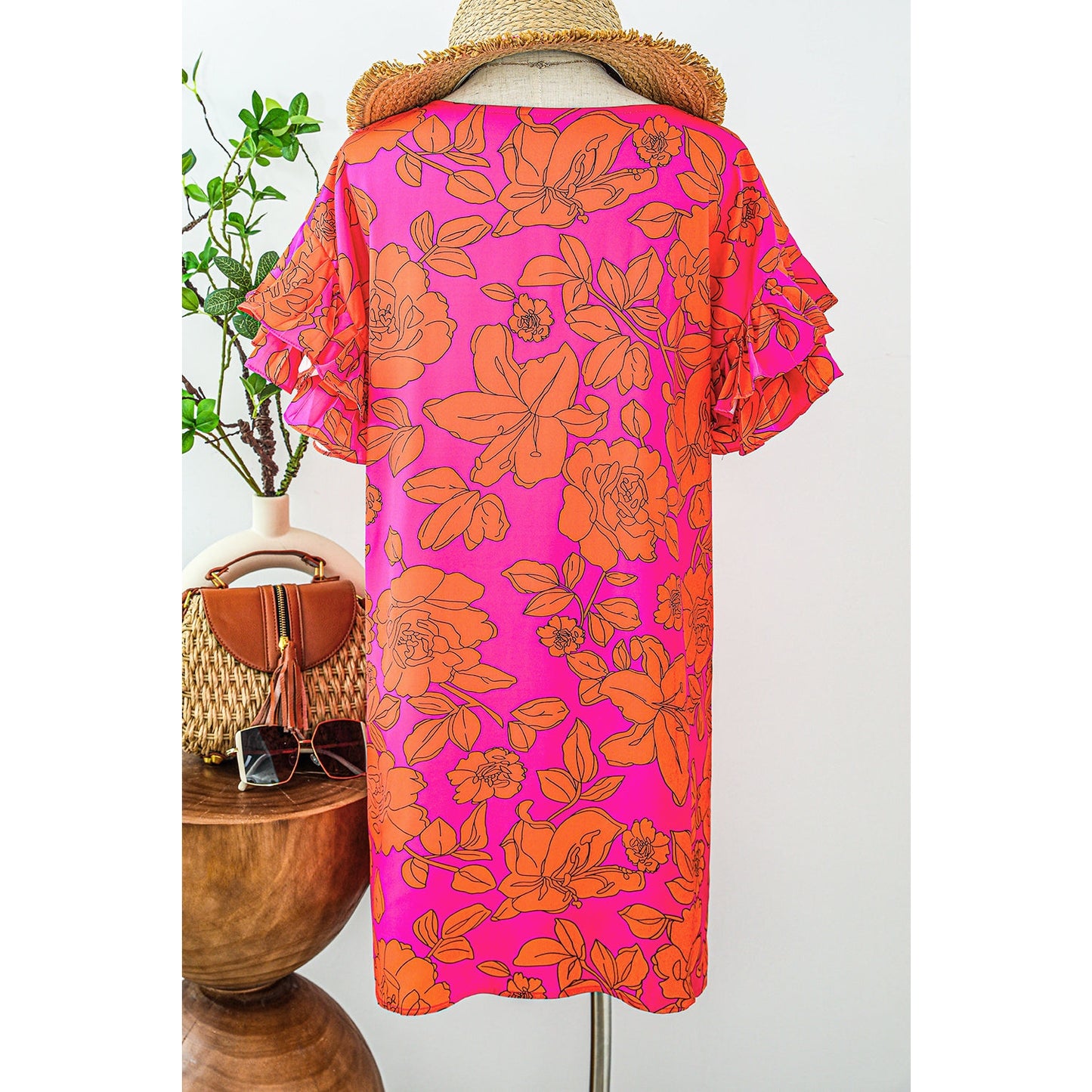 SALE!! Wrenlee Pink Voluminous Ruffled Sleeve Floral Dress SALE!!