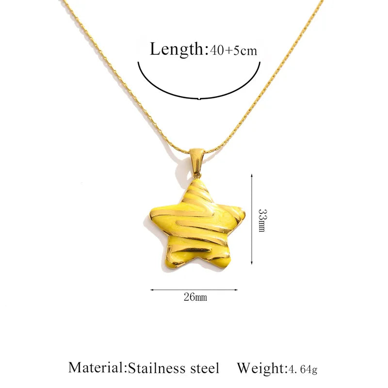 Enamel Star Pendant Necklace - 5 Colors