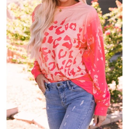 REDUCED!!! Kelsi Pink Bleached Cheetah Print Sweatshirt REDUCED!!!