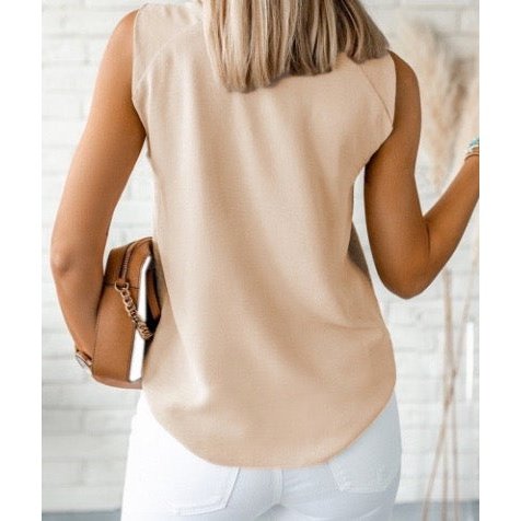 Pamelynne Apricot V Neck Knotted Shoulder Vest