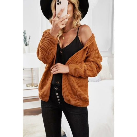 Narah Brown Chunky Wide Knit Cardigan
