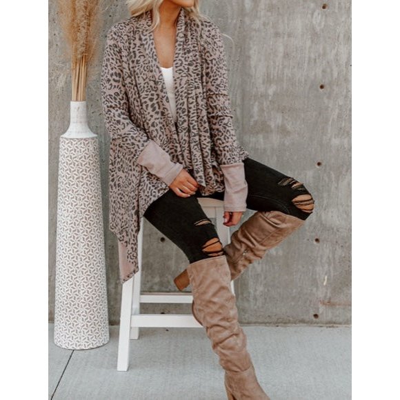 RTS Di Leopard Leopard Open Front Cardigan