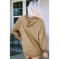 Emery Khaki Waffled Expose Seam Drawstring Hoodie