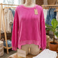 Sammie Pink Twisted Rib Uneven Hem Drop Shoulder Loose Knit Top