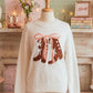 White Embroidered Bow Boots Graphic Drop Shoulder Sweater