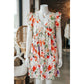 SALE!!!  Deany Pink Floral Double Ruffle Sleeve V Neck High Waist Mini Dress