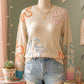 Heidi Flower Detail Colorblock Cuffed Loose Sweater