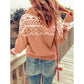 Robyn Pink Geometric Knit Quarter Zip Sweater