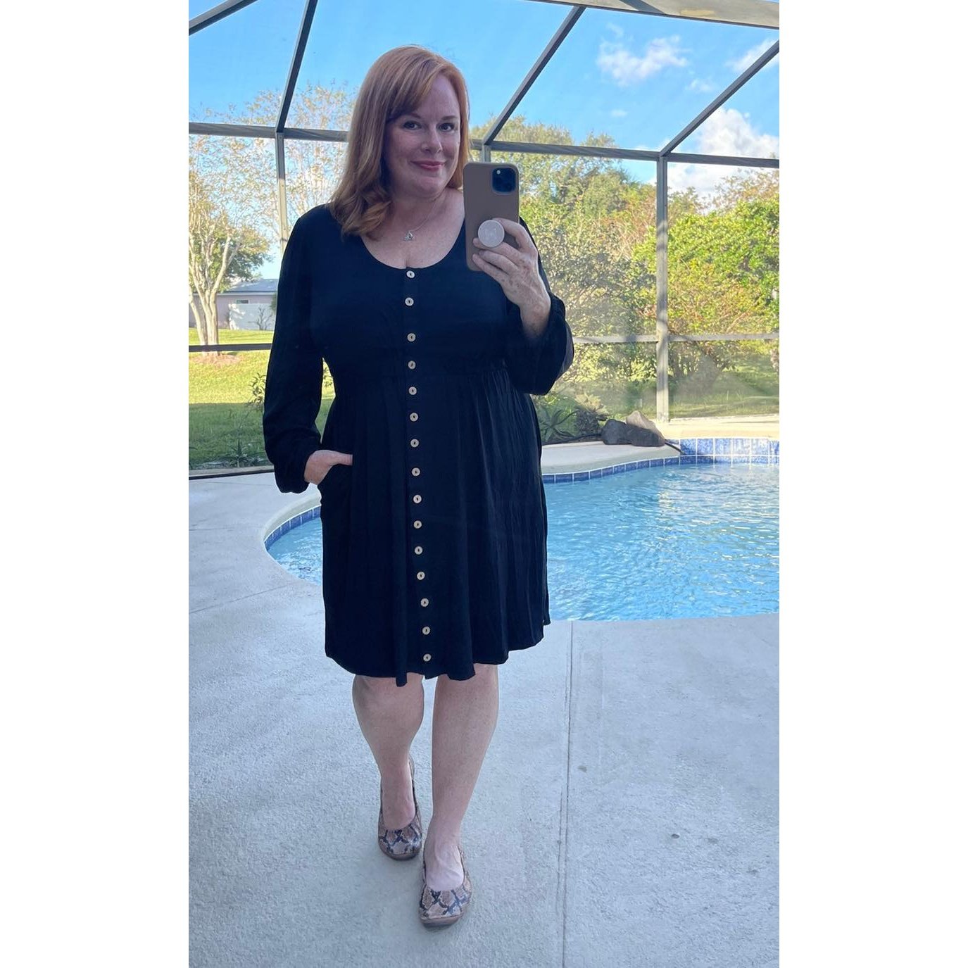 RTS Kate Black Button Up High Waist Long Sleeve Dress
