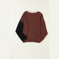 Junee Coffee Colorblock Bishop Sleeve Ribbed Trim Sweater