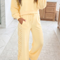 Fiona Yellow Cream Eyelet Embroidered Lace Patchwork Cropped Pullover Drawstring Pants Set
