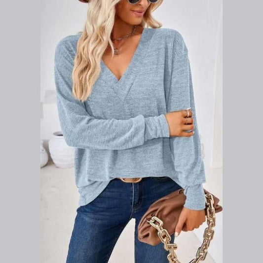 DESTASH Timbre Blue V Neck Long Sleeve