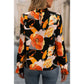 Paisley Floral Print Mock Neck Blouse