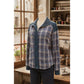 Dione Plaid Corduroy Patchwork Collared Zip Up Snap Button Jacket