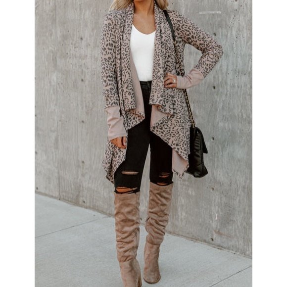 RTS Di Leopard Leopard Open Front Cardigan