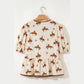 Cowboy Print Puff Sleeve Bowknot Peplum Blouse