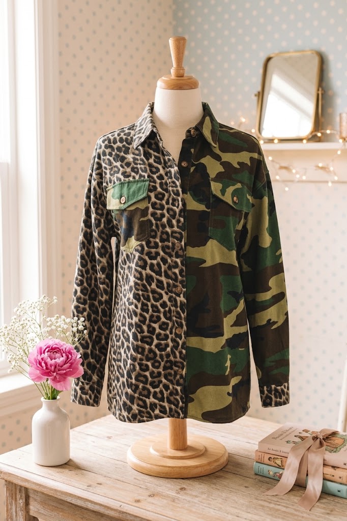 Sorsha Leopard Camo Patchwork Oversize Shacket