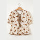 Cowboy Print Puff Sleeve Bowknot Peplum Blouse