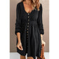 RTS Kate Black Button Up High Waist Long Sleeve Dress