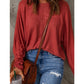 Taylyn Red Patchwork Long Sleeve Top  - Sizes S to 3X