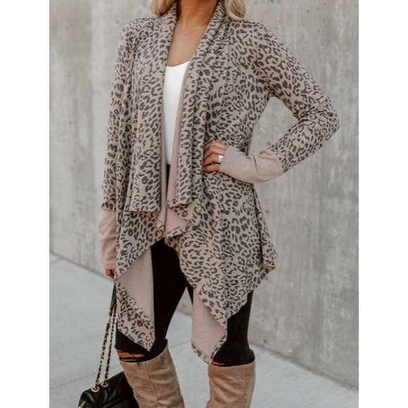 RTS Di Leopard Leopard Open Front Cardigan