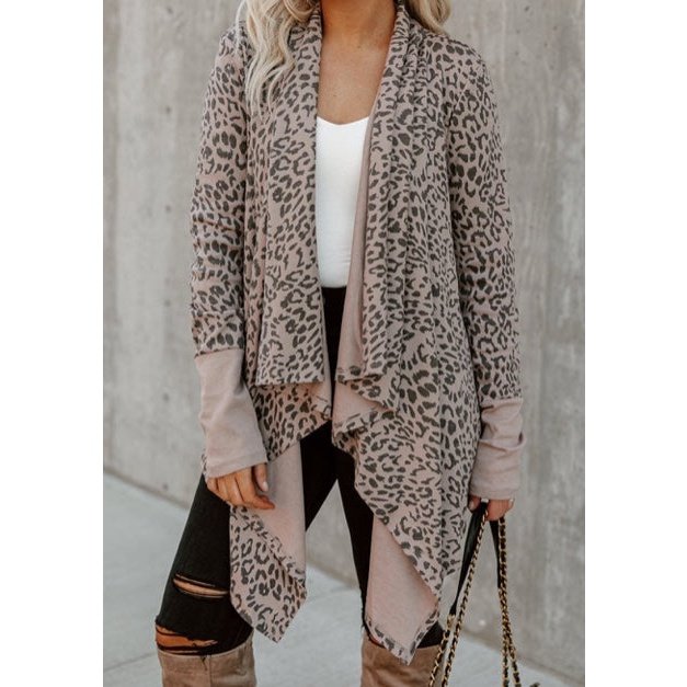 RTS Di Leopard Leopard Open Front Cardigan