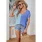 DESTASH Liliana Blue Colorblock Gauze T-Shirt