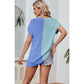 DESTASH Liliana Blue Colorblock Gauze T-Shirt