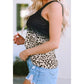 Valisa Black Gradient Leopard Split Neck Tank Top