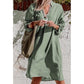 Viola Green Roll-tab Sleeve Flowy Casual Dress