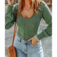 Poppie Green U Neck Textured Long Sleeve Top