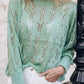 Veyda Green Sheer Knitted Pointelle Sweater