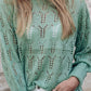 Veyda Green Sheer Knitted Pointelle Sweater