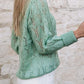 Veyda Green Sheer Knitted Pointelle Sweater