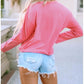 Nessa Pink Lace Patch Pocket Long Sleeve T-shirt